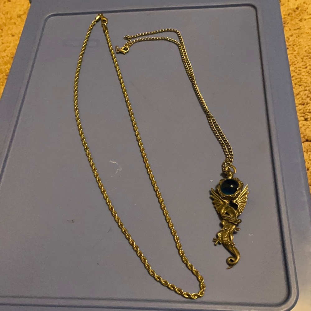 Fantasy Blue Glass Dragon Necklace Bundle